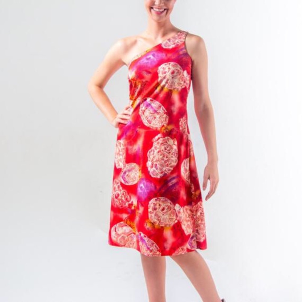 Vintage Sea Turtle One Shoulder Sundress
